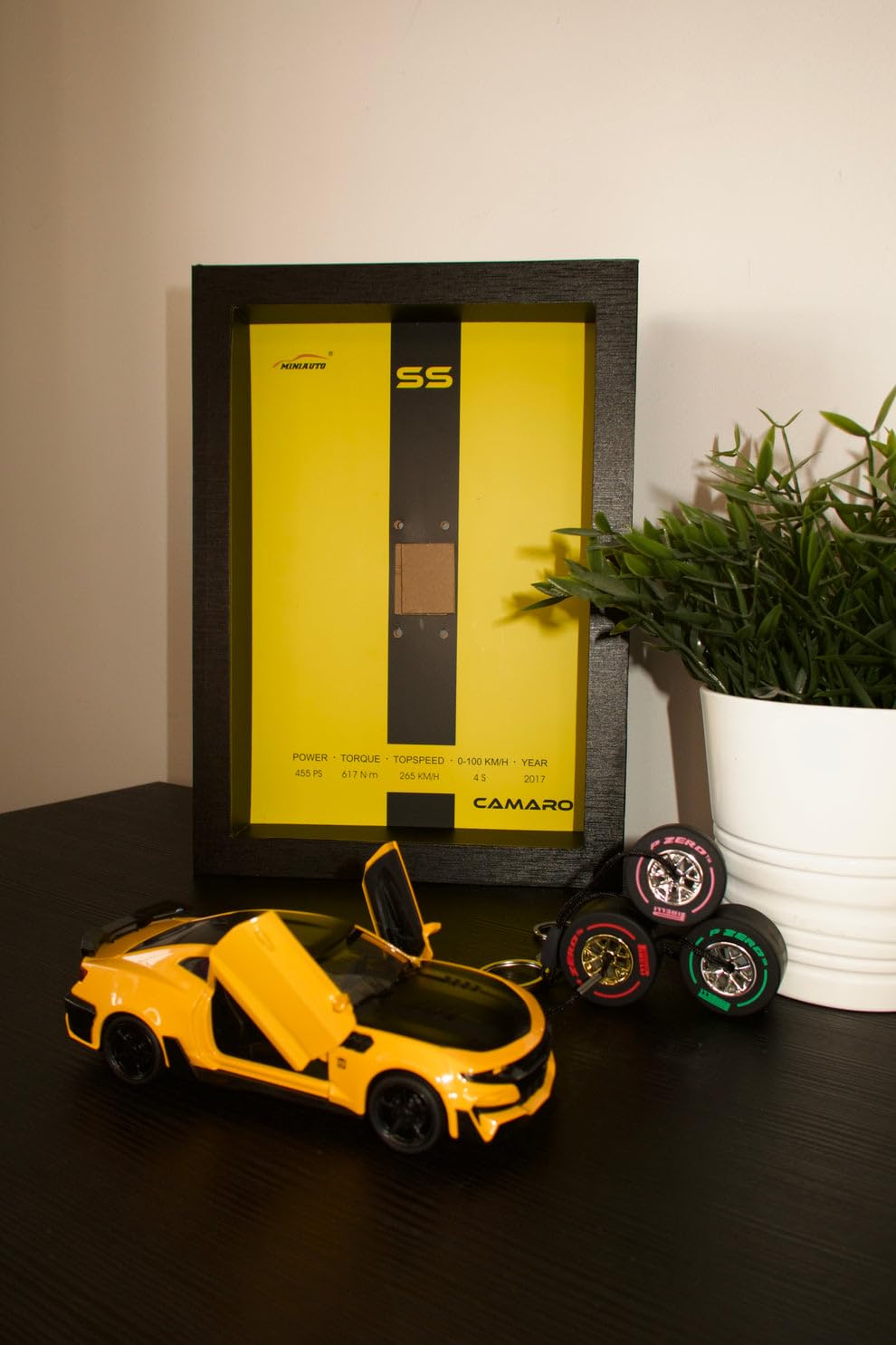 Wooden Frame with Removable Die-Cast Cars