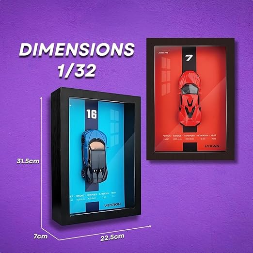 Wooden Frame with Removable Die-Cast Cars